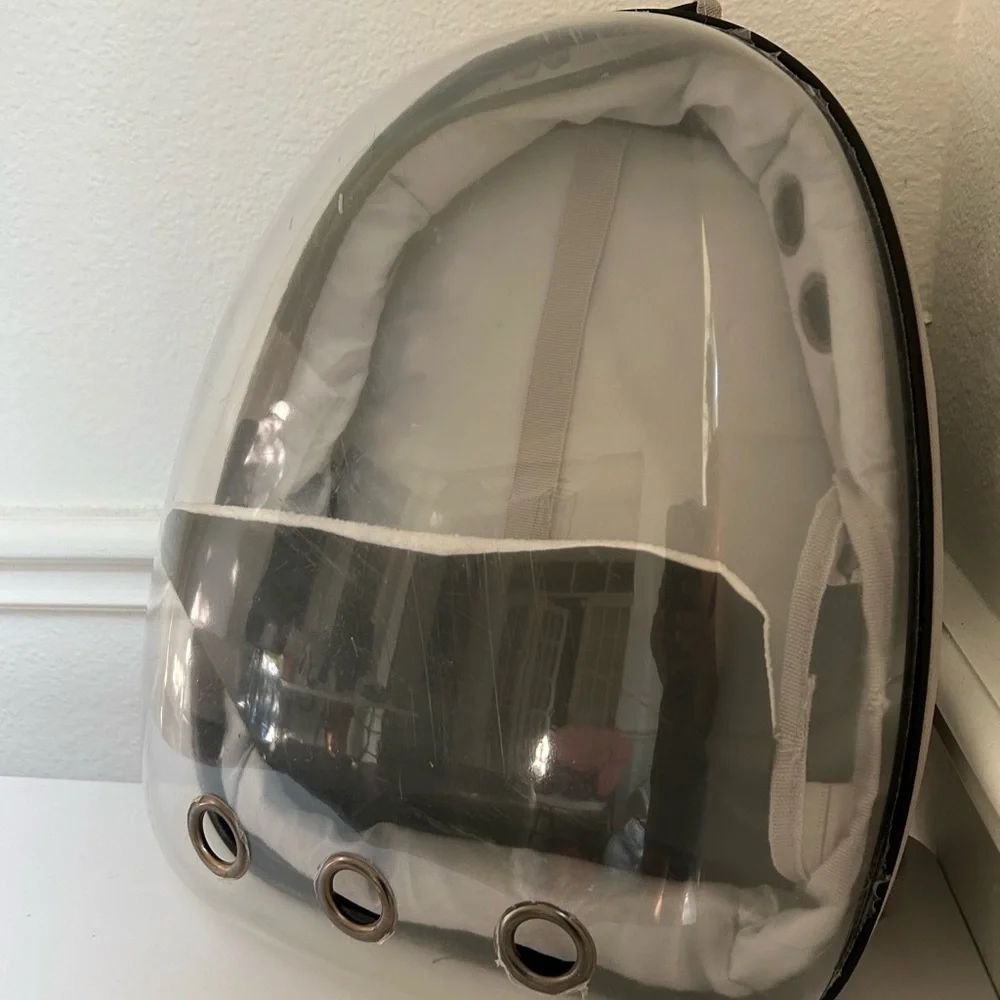 Clear Small Pet Bubble Carrier Backpack with Black Trim